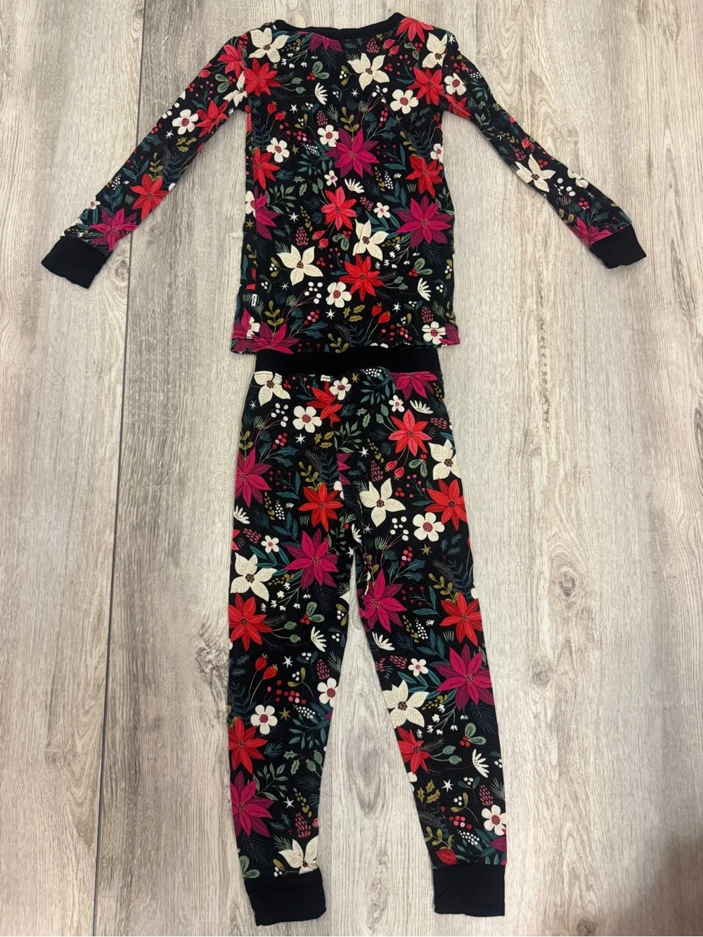 Little Sleepies Black Holiday Poinsettia Long Sleeve Pajama Set